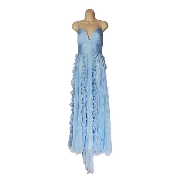 Ieena for Mac Duggal 49533 Ice Blue Pleated Sleeveless Chiffon Gown Size 4 New - Picture 2 of 12